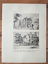 The Old Farm House, Kentish Town, London - Antique Print - 1938