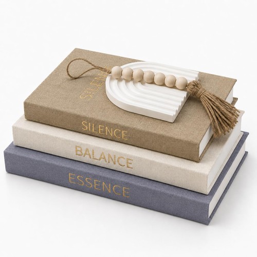Decorative linen books set - decorative,