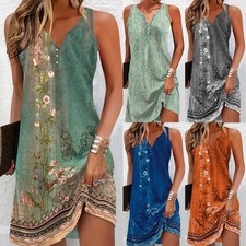 Womens Boho Floral Tank Dress