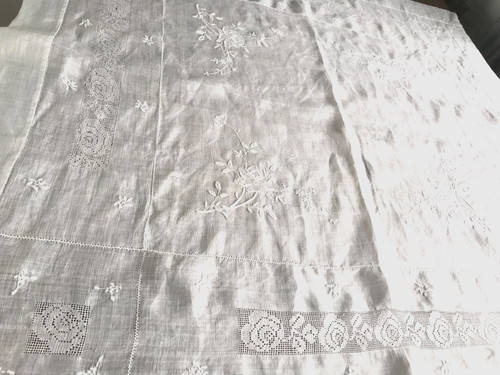 Vintage hand embroidered lace - hand,