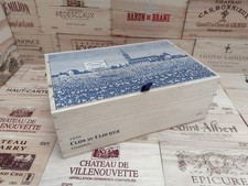 Wooden Wine Box Crate with lid ~ Clos Du Clocher ~ 12 bottle size