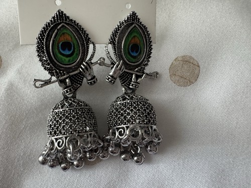 Ethnic oxidized silver jhumka - oxidized,