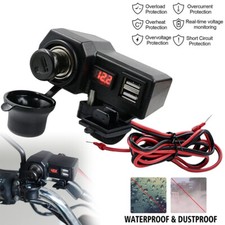 Motorbike Motorcycle Black Dual USB Port Charger Socket Waterproof Power Adapter