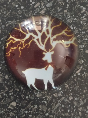 Glass stag deer half - , dome