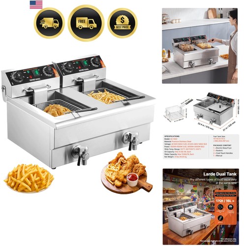 Commercial deep fryer dual - deep,