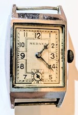 1930s Swiss Medana Watch Dial 15J MST 320 Movement SS Tank Case Spares Repairs