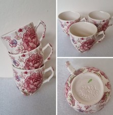 3 x Vintage Johnson Brothers Ironstone  Rose Chintz 100ml Floral Espresso Cups