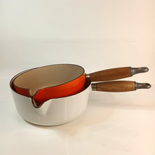 2 Le Creuset Pans Pan Set Orange and Cream