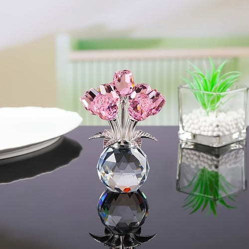 Crystal rose ornament 3d red - crystal,
