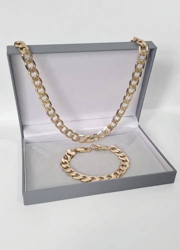 Mens 9ct gold 10mm curb - mens,
