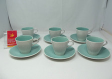 Poole Pottery Twin tone Seagull & Ice Green 6 Contour Cup & Saucer Set       Jl2