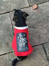 Handmade Christmas Fleece Dog Coat Chalkboard Style XXS to XXXL Personalised