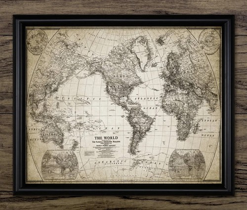 Vintage world map - map, print