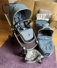 Mamas & Papas Ocarro 2 in 1 pram pushchair Travel System & footmuff – BLUE MIST 