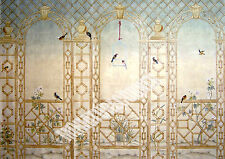 Dolls House Wallpaper Mural Trellis Birds 1/12 scale Quality Paper #22 Miniature