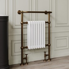 White and Bronze Traditional Column Radiator with Towel Rail 952 x 659m REGBB952