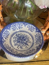 Vintage English Ironside Tableware Blue & White Floral Cereal Bowl