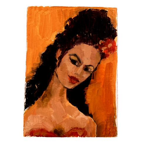 Helen herbert oil miniature - oil,