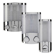 Croydex Shampoo Soap Dispenser Chrome, Adhesive Wall Mounted Pump Dispenser