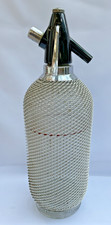 Vintage Glass Soda Syphon - wire mesh - 1950s - 36cms- Czechoslovakia