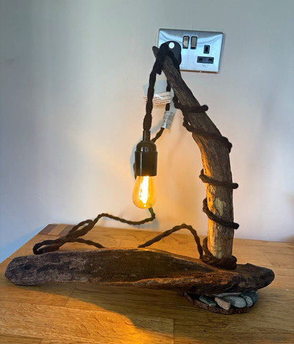 Rustic driftwood table lamp - driftwood,