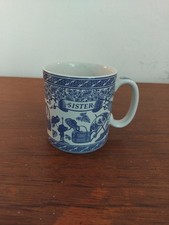 Vintage The Spode Blue Room Collection Blue & White Mug "SISTER"
