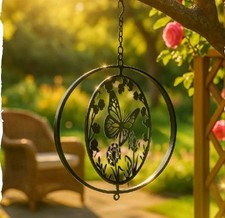 Metal Tree Silhouette Wind Spinner Garden Ornament - Black - Various Design