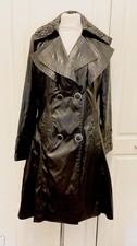 Vintage SUCCESS & RISK Black Shiny Lightweight Raincoat Mac Chest 34”