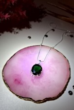925 Sterling Silver Emerald Pendant Necklace For Women Gifts For Her 