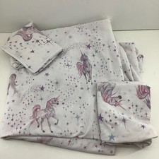 George Home Double Unicorn Stars Duvet Cover Set Kids Girls Pink Purple 