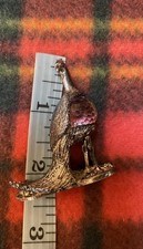 Beautiful Peacock Silver Tone Heavy Figurine Decor Crystal Ball Signed - VGC 