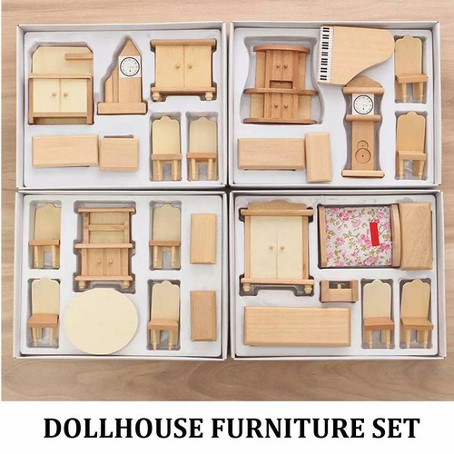 Wooden dollhouse furniture set - dollhouse,