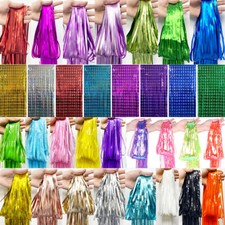 2M Metallic Tinsel Laser Shimmer Macaroon Foil Curtain Wedding Birthday Decor