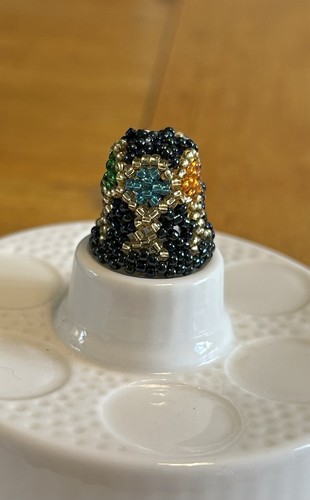 Handmade beaded thimble - beaded,