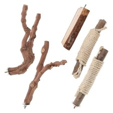5 PCS Parrot Perch Set Wood
