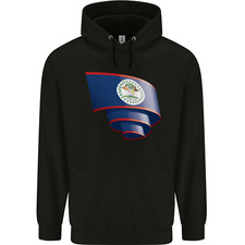 Curled Belize Flag Belizean Day Football Childrens Kids Hoodie