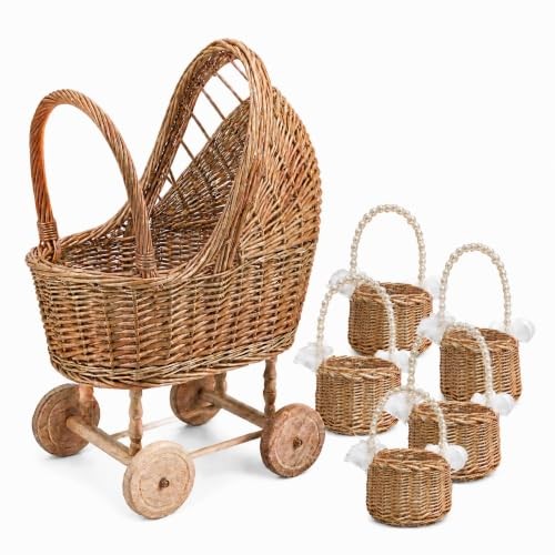 Large wicker baby carriage - wicker,