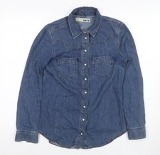 Topshop Women's Blue Denim Button-Up Shirt, Size 10