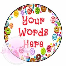 Personalised Sweets Sweetie Treat Wreath Birthday Stickers Party Thank You Cone