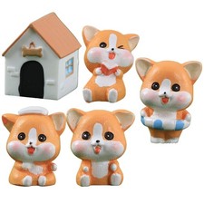  1 Set Mini Resin Figures Resin Dog Ornaments House Ornaments Tiny Puppy Figures