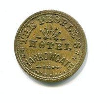 gb penny  token, harrogate, mispelt to harrowgate  peoples hotel , 1831-1900