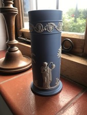 Wedgwood Portland Blue Jasperware Spill Bacchus Vase 6.5"