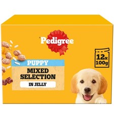 48 x 100g Pedigree Puppy Junior Wet Dog Food Pouches Mixed Selection In Jelly