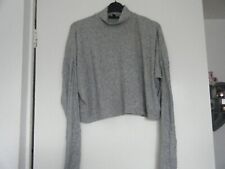 Topshop Grey thin Ribbed jumper Top long sleeve cropped size 10  j3