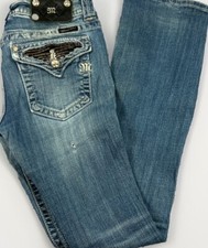Miss Me Jeans Women 30x33 Blue Boot Cut Low Rise Angel Wing Rhinestone JP518982