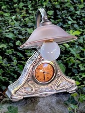 ART NOUVEAU FRENCH LAMP CLOCK SWANS