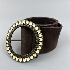 Principles Brown Suede Jeans Trouser Jewelled VTG Belt Size S  36" Long Length