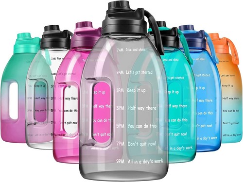 Grey water bottle with time - water,