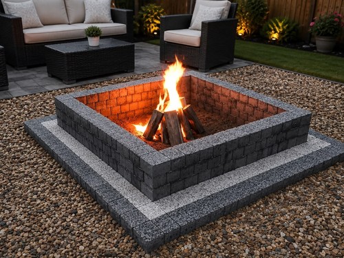 Square fire pit granite stone - square,