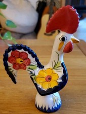 Ceramic Vintage Portuguese Good Luck Rooster Hand Painted Portugal 15cm h